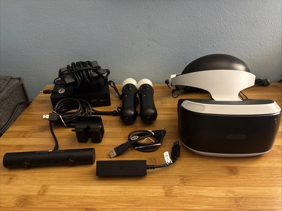Sony Playstation VR Gen 1 Complete Bundle + PS5 Camera Adapter Tested Working - Image 1 of 4