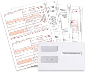 1099 MISC Forms 2024, 3 Part Tax Forms Kit, 50 Vendor Kit of Laser Forms, Com... - Picture 1 of 8