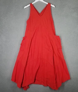 Maxi Abito Pratica Quotidiana Donna Grande Rosso Fluido Resort Vacay Viaggio Casual - Foto 1 di 12