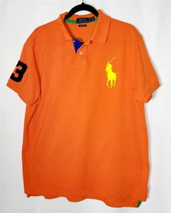 POLO Ralph Lauren XL Naranja Malla Big Pony Manga Corta #3 Ajuste Personalizado - Imagen 1 de 4