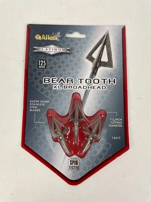 Bear Tooth XL Cabeza Ancha 1 1/4" 3 Hojas -125 Grano XL 3 Cabezas de Flecha Allen Platino Foto 1 de 4