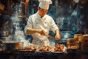 CHINESE CHEF COOK KITCHEN FOOD CANVAS PICTURE PRINT WALL ART - Picture 1 of 4