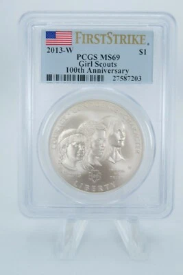 2013-W PCGS MS69 Girl Scouts Commemorative Silver Dollar Business Strike $1 - Image 1 of 2
