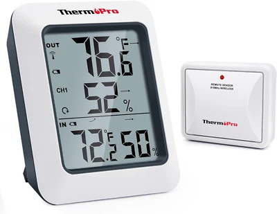 Thermopro TP60 Digital Hygrometer Outdoor Thermometer Wireless Temperature and H - Image 1 of 4