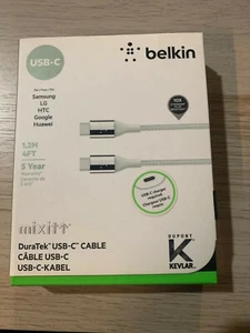 Belkin MIXIT DuraTek Kevlar Câble USB-C vers USB-C 4' AVEC USB-C / TYPE-A CUBE 18W - Photo 1 sur 3