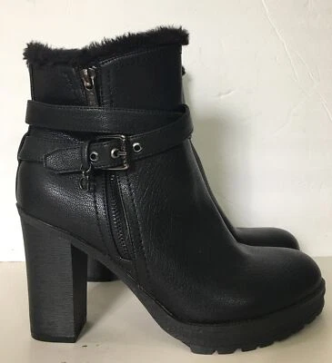 Guess Botas Mujer 8.5 M Botines Tacones Cuero Negro Imitación Piel Cremallera Foto 1 de 4