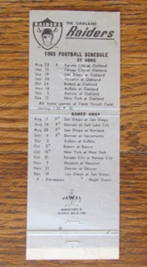 CUBIERTA DE LIBRO DE PARTIDOS DE FÚTBOL: CALENDARIO DE LOS OAKLAND RAIDERS 1965 CUBIERTA DE PARTIDO VACÍA -A9 - Imagen 1 de 3