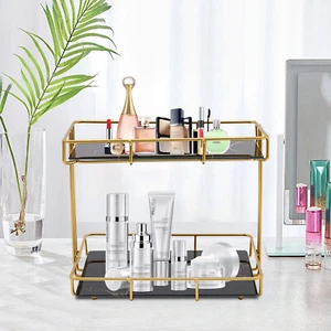 2-Tier Bathroom Storage Shelf Makeup Skincare Holde Countertop Perfume Organizer - Picture 1 of 19