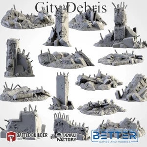 City Debris, (28mm Scale) 3d printed Tabletop wargaming Terrain - Scenery. - Picture 1 of 9