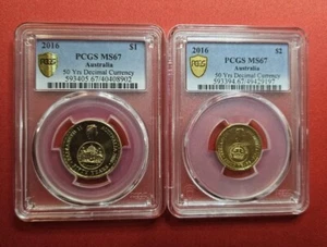 Dual 2016 Changeover $2 $ $1 Coin PCGS Both Graded MS67 - Free Post - Picture 1 of 6