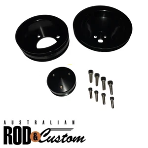 Ford Cleveland Billet Pulley Kit 2V Balancer 1V Water Pump 1V Alt Black Anodized - Picture 1 of 2