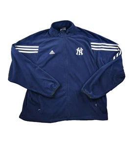 Vintage Adidas New York YANKEES MLB Full Zip Navy Blue Fleece Pullover XXL Y2K - Picture 1 of 9