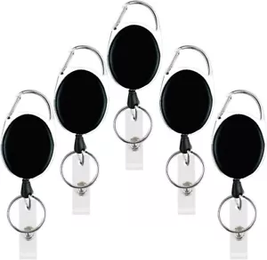 5 Pack Heavy Duty Retractable Badge Reel Id Card Holder with Clip and Key Ring C - Picture 1 of 7