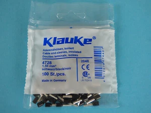 Klauke 4728 Aderendhülse 1.50mm² Teilisoliert Schwarz 100 Stück - Bild 1 von 1