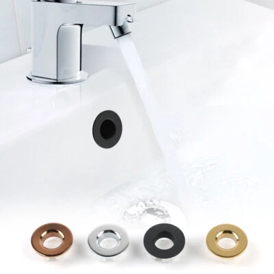 Bathroom Basin Ceramic Sink Open Hole Overflow Cover Chromed Trim 4 Colour UK - Image 1 of 4