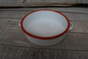 NEW Farmhouse BAKER Enamelware RED WHITE Retro Style Enamel 2"H x 9"W - Picture 1 of 2
