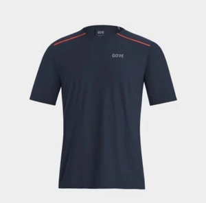 $75 Value- Men’s GORE Short Sleeve Running Workout Shirt Blue Medium Blue/red - Picture 1 of 11
