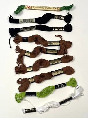 VTG 9x COAT'S & CLARK DMC STAR 6-Strand Cotton Embroidery FLOSS Green Brown NIP - Image 1 of 4