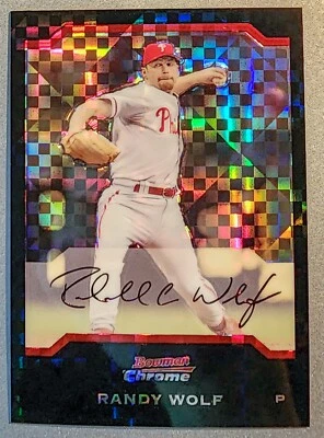 Bowman Chrome #136 Randy Wolf XFRACTOR 2004 #d/172 SP Phillies Foto 1 de 2