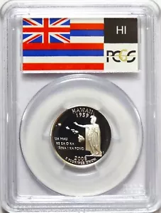 2008-S SILVER WASHINGTON QUARTER HAWAII STATE SERIES FLAG LABEL PCGS PR70DCAM - Picture 1 of 3