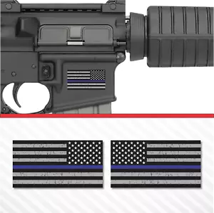 2X American Flag Thin Blue Line Sticker Vinyl Decal AR-15 Lower Tactical Police - Picture 1 of 2