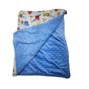 Falls Creek Babydecke Baumaschinen Minky Plüsch blau - Bild 1 von 5