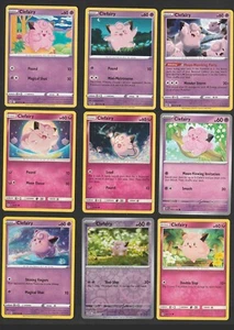 Clefairy Pokemon Card Collection Set of 9 English Cards Cute Fairy Reverse Holo - Picture 1 of 1