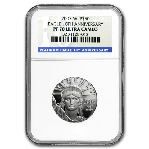 2007-W 1/2 oz Proof Platinum Eagle PF-70 NGC (10th Anniv) - SKU #55886 Cover