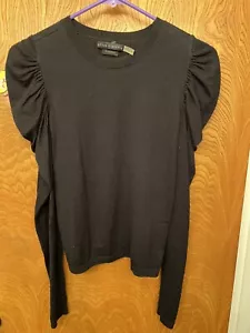 Alice + Olivia Black Sweater Puff Sleeve Wool Size S - Picture 1 of 7