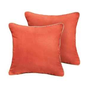SORRA HOME Outdoor Corded Throw Pillows Square Sunbrella Canvas Melon (2-Pack) - Picture 1 of 2