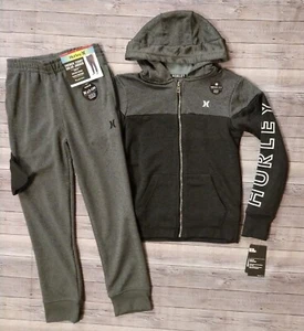 New! Boy's HURLEY Zip Up Hooded Sweatshirt and Pants Outfit Multiple Sizes - Picture 1 of 5