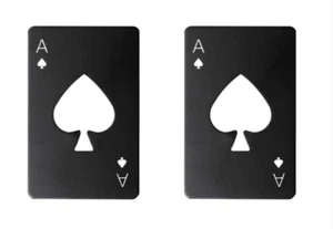 2 Apribottiglia Carta da Gioco Idea Regalo Apribottiglie Birra Nero in Metallo - Foto 1 di 2