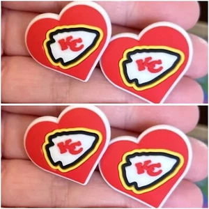 NEW 4 Piece Heart Shaped Kansas City Chiefs Football Team Shoe Charms - Picture 1 of 5