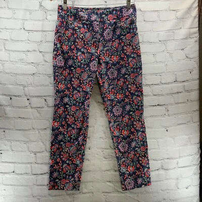 Pendleton Pants Floral Print Womens Sz 4 Petite Chino Cotton Blend Blue Pink - Image 1 of 4