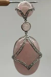 Sterling Silver Rose Quartz Enhancer Pendant - Picture 1 of 16