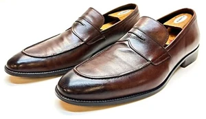 Zapatos de vestir mocasines sin cordones de cuero marrón New York para hombre talla 15 - Imagen 1 de 10