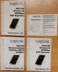 Bedienungsanleitung original (Papier) für LogiLink Repeater WL0158 in 3 Sprachen - Bild 1 von 1