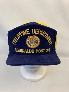 Vintage Velvet & Mesh Trucker Hat SnapBack Adjustable American Legion Philippine - Picture 1 of 8