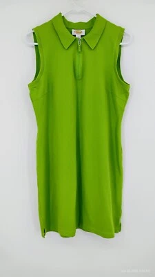Camiseta Polo Talbots Vintage Vestido Jersey 1/4 Cremallera Sin Mangas Verde Manzana Elastizada M Foto 1 de 4