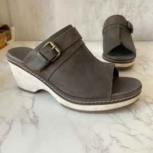 Merrell Halendi Slide Mule Clog Sz 8 Heeled Sandal Open Toe Leather Boho - Picture 1 of 14