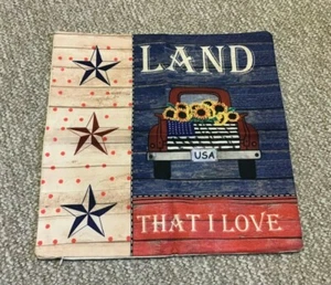 Indoor Outdoor Patriotischer Kissenbezug "Land, das ich liebe" 17" x 17" NEU ohne Etikett - Bild 1 von 3