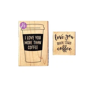 I Love You More Than Coffee Rubber Stamps for Coffee Themed Cards, Tags & Crafts - Picture 1 of 3