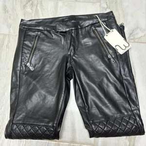 Work Custom Jeans Japanese Faux Leather Tuxedo Leggings in Black Size 30 - Picture 1 of 6