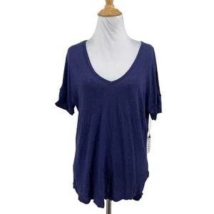 Velvet Graham & Spencer Top Womens Small Noble Purple Linen V Neck Short Sleeve - Picture 1 of 10