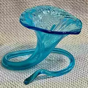 VINTAGE ITALIENISCHES MUNDGEBLASENES GLAS FÜLLHORN BLAU - Bild 1 von 8