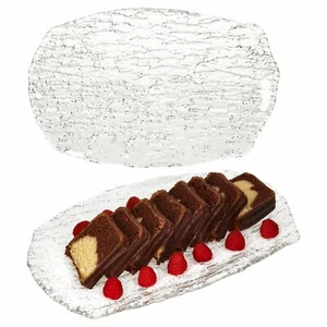 2er Set St Tropez Servierplatte Glas rechteckig 35,5x23cm Struktur Kuchen-Teller - Bild 1 von 7