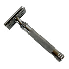Mens Unbranded Double Edge Safety Razor Textured Handle Chrome Lined Shaver