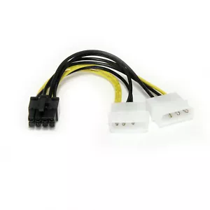 Startech 6" Dual Molex LP4 to PCI Express 8-Pin-Auxiliary Power Adapter Cable - Picture 1 of 3