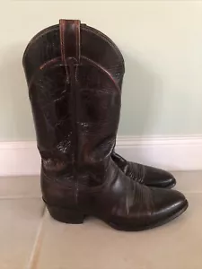 Justin Botas Vaqueras Western EE. UU. Botas Talla 9 1/2 D Punta Marrón - Imagen 1 de 13