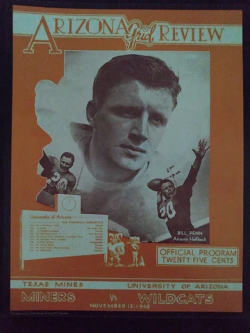 Arizona Wildcats Football Vintage Game Day Football Program Poster 11" x 14" Cover